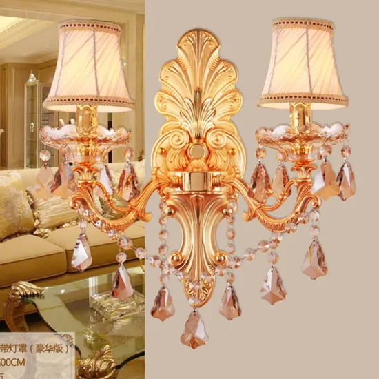 New Luxury Gold Crystal Indoor Wall Lamp E14 Bedside Light
