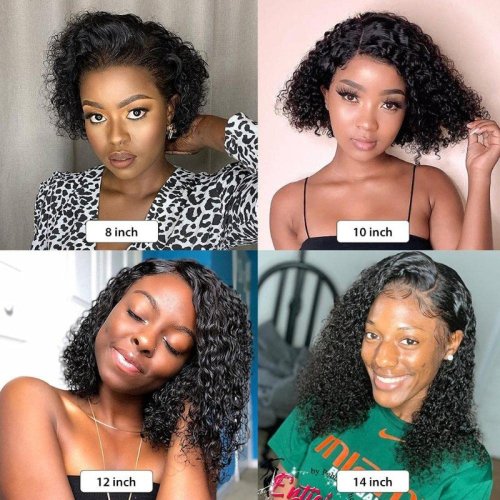 12a Wholesale Pre Plucked Deep Wave Bob Lace Wigs Transparent Deep Curly Short Bob Lace Front Wig with Closure