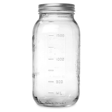 64oz Jar Mason Lebar Lebar dengan Cap Logam