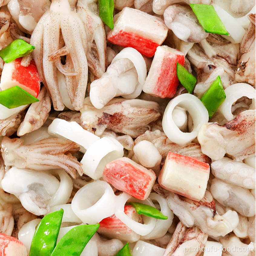 Mistura de frutos do mar congelados com surimi de camarão de lula