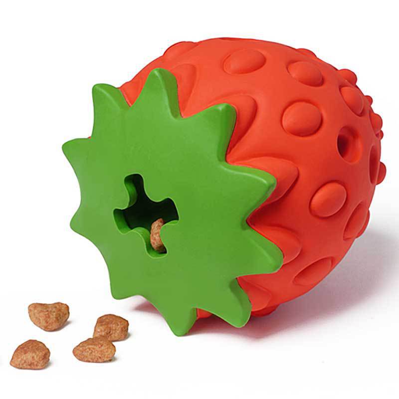 Natural Rubber Dog Treat Toy Strawberry