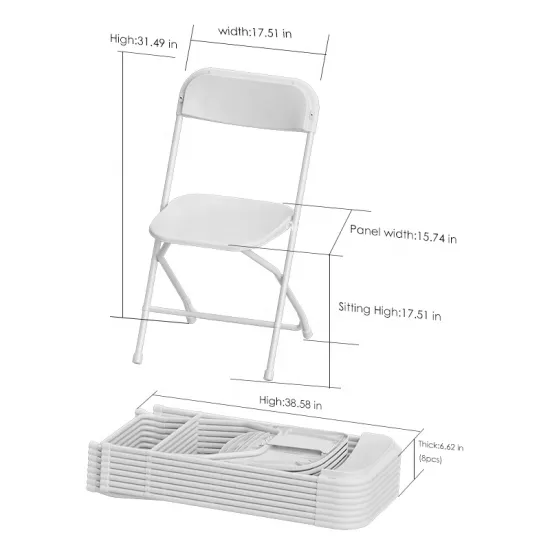 Foldable 45x45x80cm Plastic Chair with Backrest: Perfect for Events, Training, and Leisure