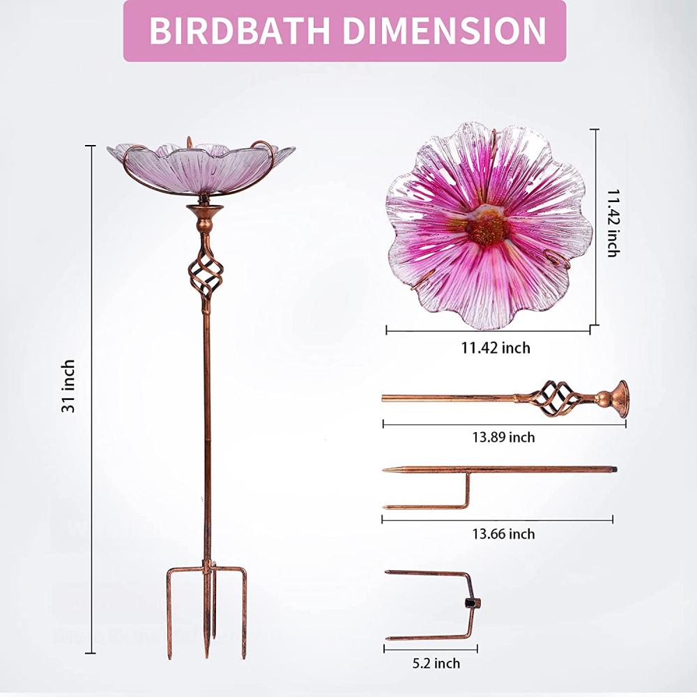 31 -Zoll -Höhen Glasvogelbad Birdfeeder