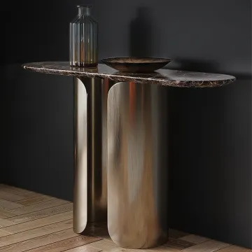 Gold stainless steel base console table