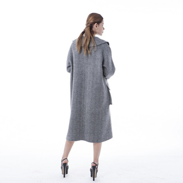 Abrigo de cashmere gran bolsillo gris neblina de tendencia