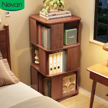 Nordic Style Modern Revolving Wood Bookshelf 360 Rotating Library Cabinet