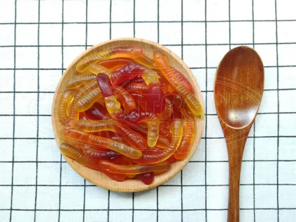 Multi color sweet confectionery gummy worms soft candy