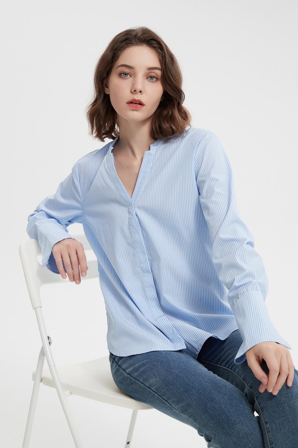 Langarm -Casual Shirts Vintage Streifenbluse