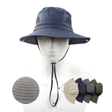 Black Waterproof Fashionable Bucket Hat with Drawstring