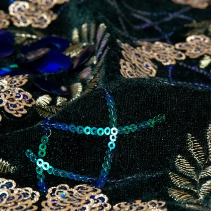 Wholesale Circular Flower Fashion Lace Trim, Elegant Mesh Sequin Fabric