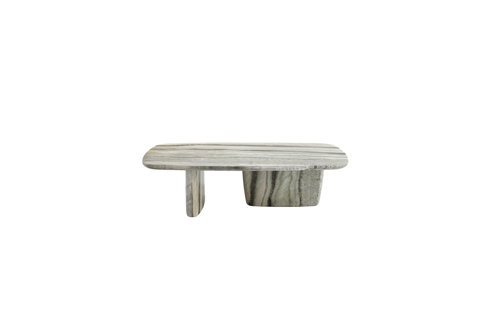 Contemporary Rectangular Coffee Table with Marble Tabletop