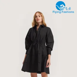 Black cotton knotted dress