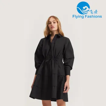 Black cotton knotted dress