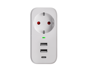 EU AC Surge Protector with USB C Wall Socket and 3 USB Outlets