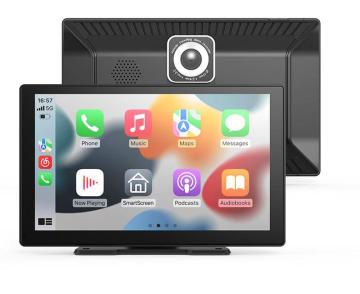 QSF 9 Inch IPS Touch Screen Portable Wireless Carplay, Supporting Android Auto, Mirror Link, GPS Navigation, Bluetooth, TF & USB - Comprehensive In-Car Entertainment System