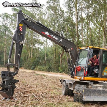 RHINOCEROS XN120 Hydraulic Sugarcane Loader Grapple | Wheel Excavator Grapple Attachment for Cane, Log & Material Handling
