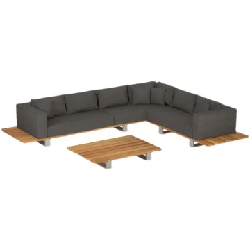 Solid Teak Wood Outdoor Patio Garden Sectional Sofa Set