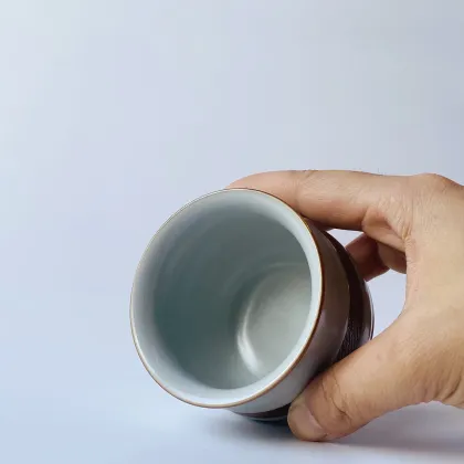 Handcrafted Oriental Ru Kiln Ceramic Tea Set for Kung Fu Brewing