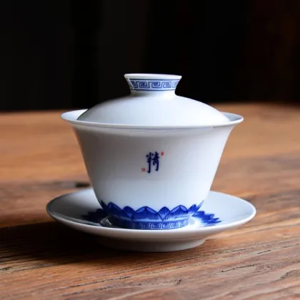 Blue and White Porcelain Jingdezhen Gaiwan Tea Cup