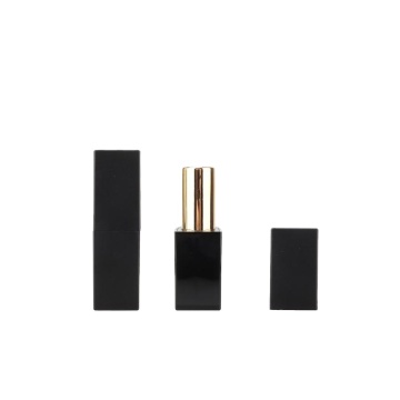 High Class Magnetic Lipstick Container - Black Square with Golden Barrel 12.1mm/12.7mm
