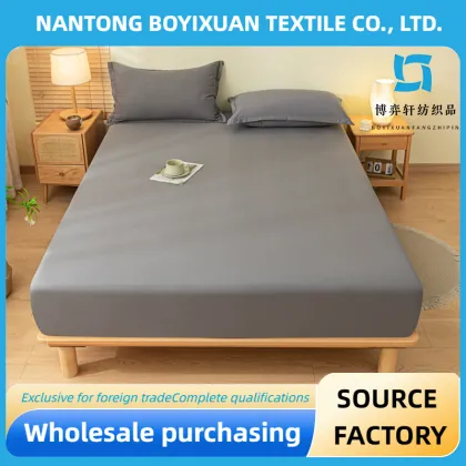 Dark gray fitted sheet for home use