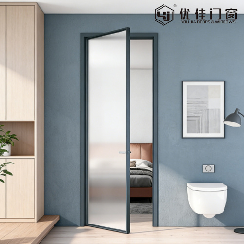 단일 패널 울트라 화이트 젖빛 유리 스윙 도어