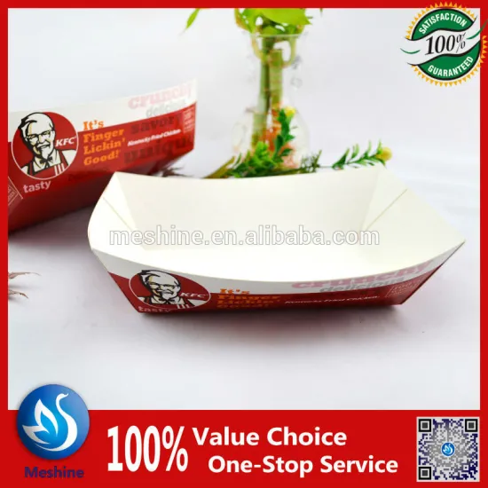 custom design printed airline food trays/paper food boat tray