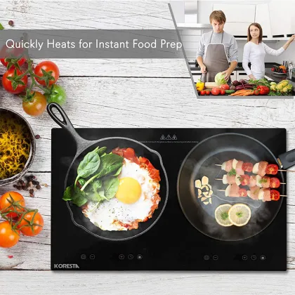 2 Burner Infrared Electric Cooker with Digital Controls and Earthen Ceramic Surface