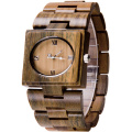 Reloj cuadrado de madera de cuarzo hecho a mano