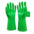 Luvas revestidas de PVC com reforço verde fluorescente