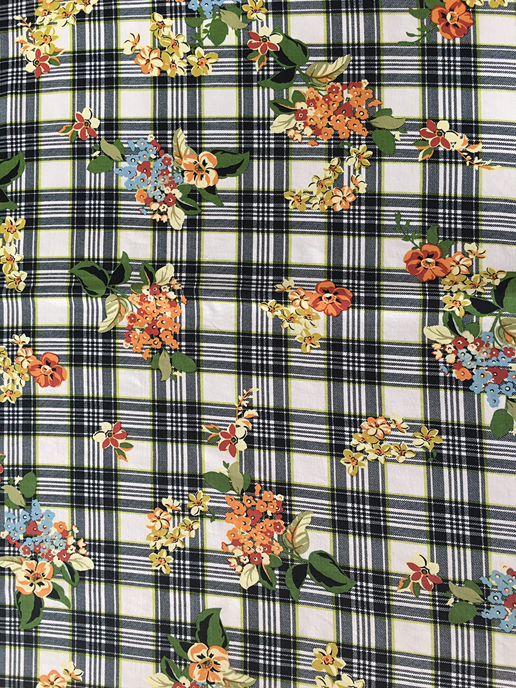 Check Flower Rayon Poplin 45S Light Printing Fabric