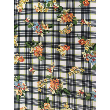 Check Flower Rayon Poplin 45S Light Printing Fabric