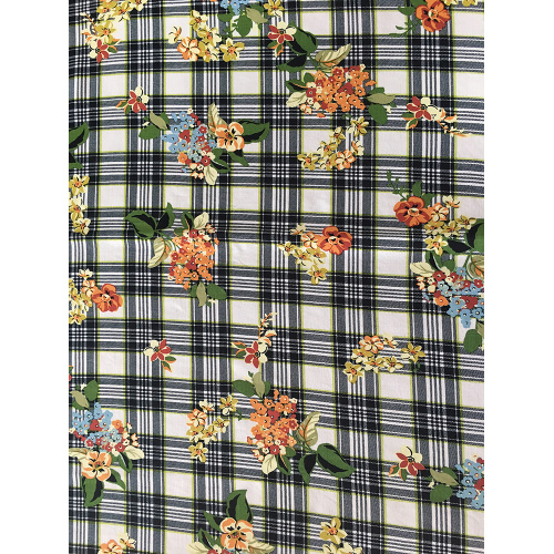Check Flower Rayon Poplin 45S Light Printing Fabric
