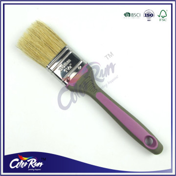 ColorRun natural bristle tin plated rubber plastic handle flat brush