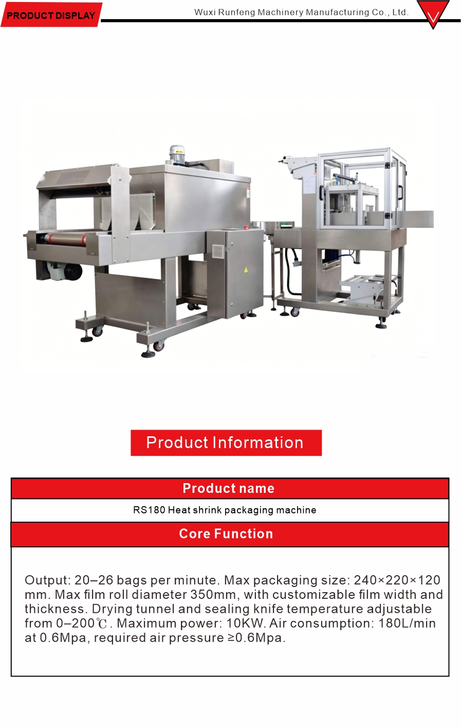 High Speed Heat Shrink Packaging System