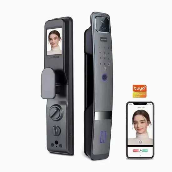 Tuya Smart Door Lock with Camera Monitor, LCD Screen, Remote Control, Multi-Language Support, Voice Speaker, and Fingerprint Access