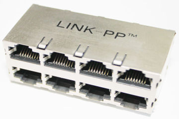 2 X 4 Ports Pc Mainboard Stacked Rj45 , Shielded Rj45 Poe Connector