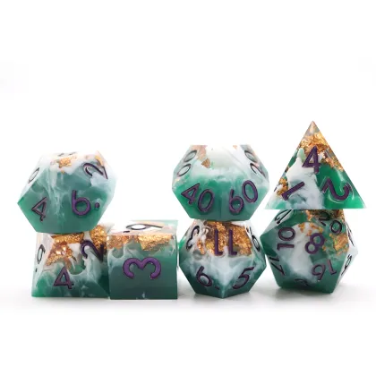 Polyhedral Resin Gilding D&D Dice Set - Dungeons and Dragons RPG Games Dragon Resin Dice