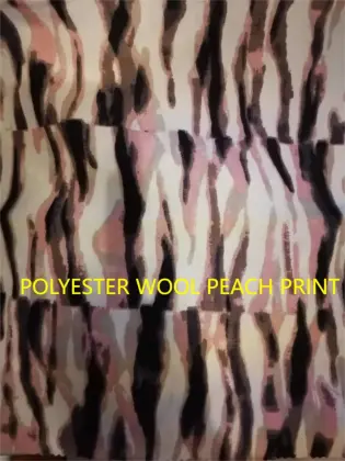Polyester Woven Wool peach Printed Fabric