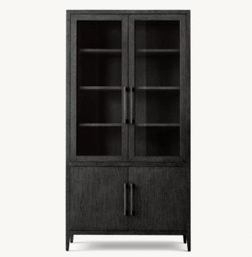 Pobine de porte à double verre en bois de chêne français moderne pour salle à manger de cuisine à la maison