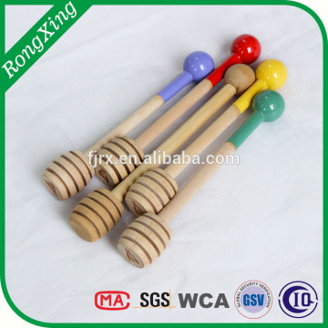 Wooden honey stick with color handle