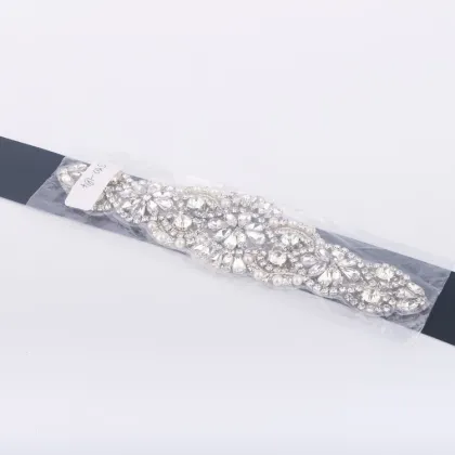 Crystal Clear Bridal Headwear Rhinestone Applique Bridesmaid Sash