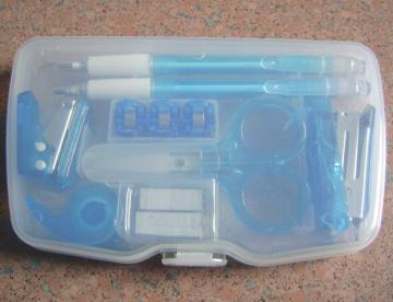Plastic Stapler Staples Puncher Tape Dispenser Combined Mini office /school Stationery Kit