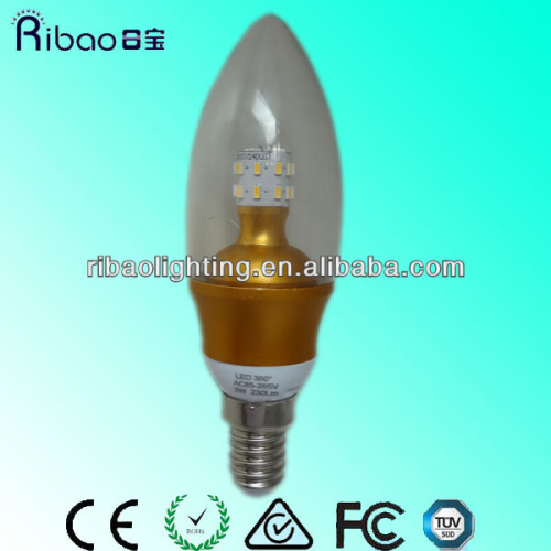 High quality High lumen Dimmable Lamp 2700k 4000k e27 b22 3W Led candle bulb
