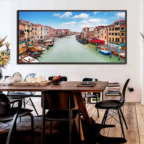 HD Riverside City Downtown Photo Canvas Print