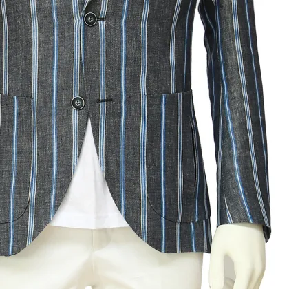 Italian Cotton Grey Blue Blazer for Men