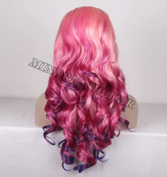 red color synthectic wig lace front wig
