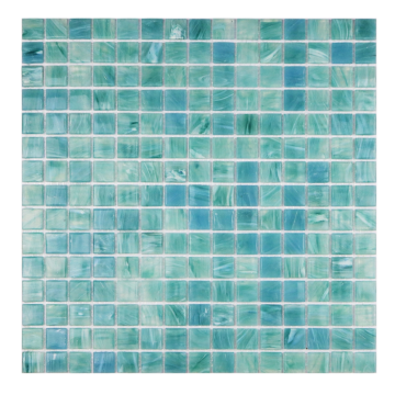 Teal Watercolor Glass Mosaic