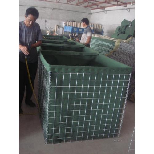 Sand wall defensive barrier filled military box gabion