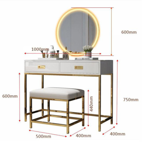 Dressing Table With Drawers Luxury Led Dressing Table Set VanityTable With Stool Factory